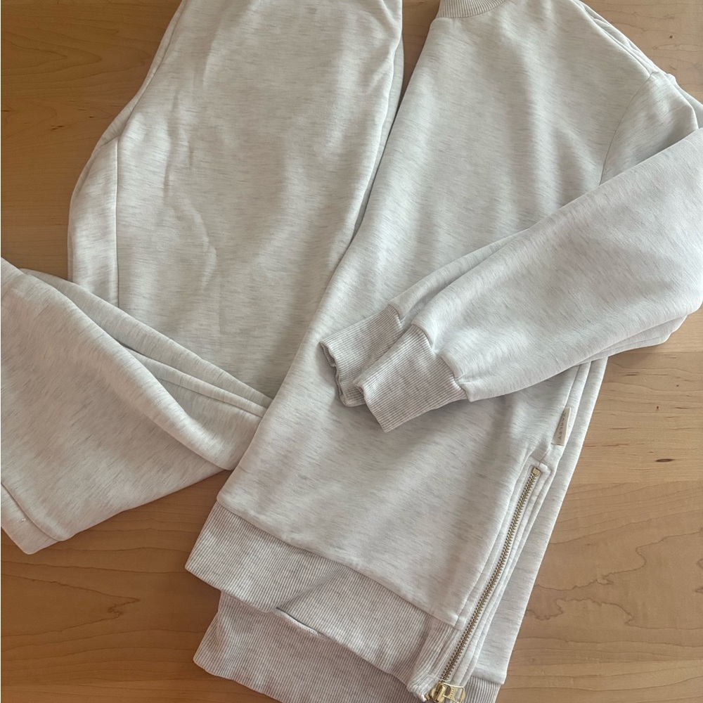 Varley DoubleSoft white marle top and pants